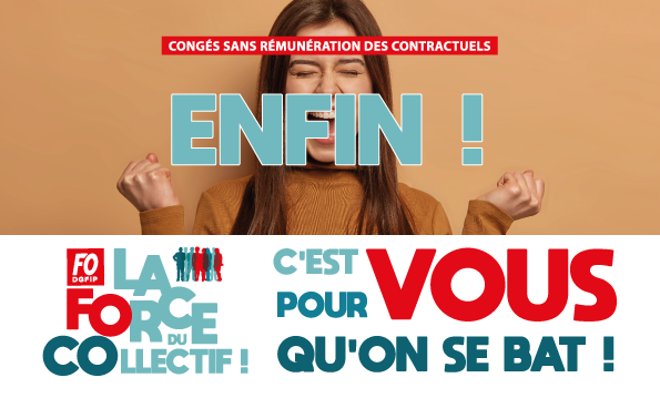 fodgfip's tweet photo. A l'issue d'une longue bataille, F.O.-DGFiP obtient que les contractuels puissent, conformément à la réglementation, être enfin placés en congés sans rémunération pour les concours DGFiP. Droits devant !
https://t.co/zNqXACUer6
#LaForceDuCollectif https://t.co/KoHTMwZQ3b