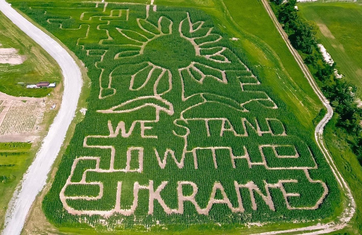 Toxic Megloaf Pengo (@megchl543) on Twitter photo In upstate New York, an American family farm has turned their cornfield into a powerful tribute to Ukraine.
At Kelderโs Farm, the maze isnโt just art - itโs a symbol of solidarity. Even more, part of the proceeds from visitors will support the Humanitarian Aid Fund for Ukraine In upstate New York, an American family farm has turned their cornfield into a powerful tribute to Ukraine.
At Kelderโs Farm, the maze isnโt just art - itโs a symbol of solidarity. Even more, part of the proceeds from visitors will support the Humanitarian Aid Fund for Ukraine