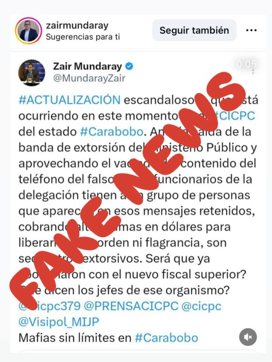 Hoy, los apátridas pretenden desestabilizar las Instituciones del Edo. enviando FAKE NEWS, desde el extranjero.  Aquí nosotros estamos bien articulados en la perfecta fusión POPULAR,  MILITAR Y POLICIAL, es por ello que no podrán con nuestro pueblo.