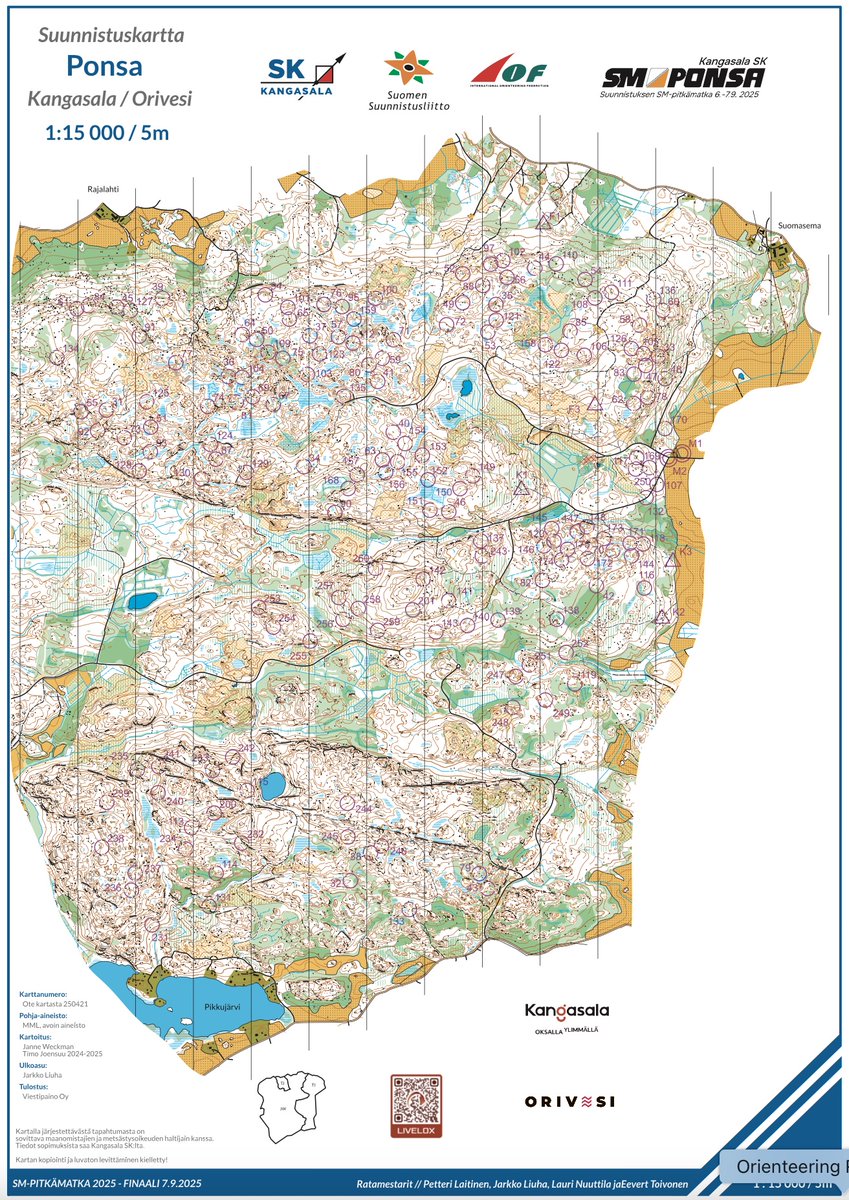 "Mitä oot puuhannut viime aikoina?" Nyt voin näyttää, että 4 hengen kaveriporukalla on hiottu tätä. SM-pitkät Ponsa. 161 rastia, 94 rataa, 10 karttaulkoasua. Maastokäyntejä ja tunteja jotain noiden lukemien väliltä. Oli hienoa tehdä.  #suunnistus