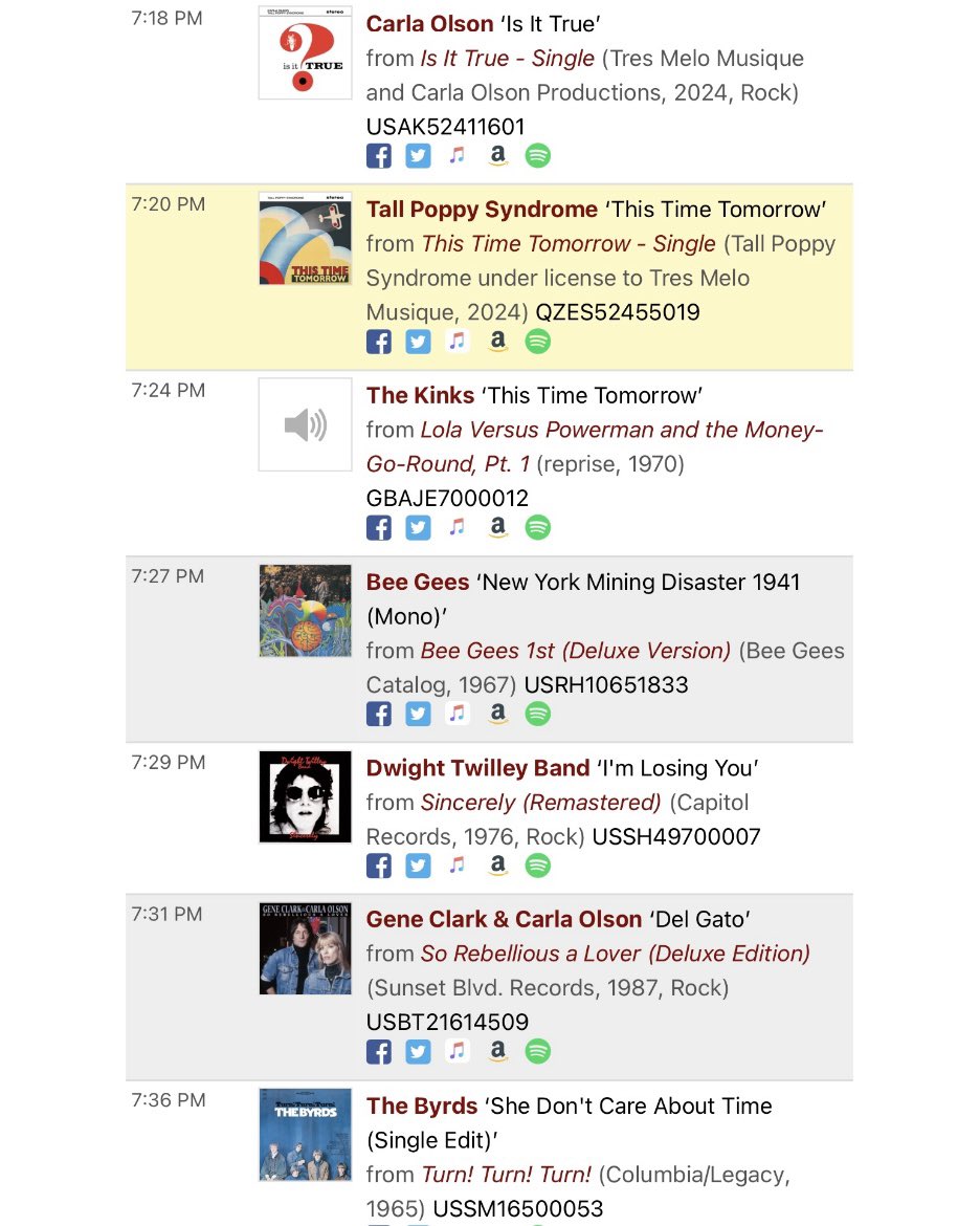 Tall Poppy Syndrome (@tpsbandofficial) on Twitter photo Thank you to Jack Riley at <a href="/wprk915fm/">WPRK 91.5 FM</a> in Orlando for including our singles “Is It True” (with Carla Olson) and “This Time Tomorrow” in this fantastic set along with great tracks by The Kinks, The Bee Gees, The Byrds, Dwight Twilley Band and Gene Clark and Carla!
<a href="/MagicTransRadio/">Jack Riley</a> Thank you to Jack Riley at <a href="/wprk915fm/">WPRK 91.5 FM</a> in Orlando for including our singles “Is It True” (with Carla Olson) and “This Time Tomorrow” in this fantastic set along with great tracks by The Kinks, The Bee Gees, The Byrds, Dwight Twilley Band and Gene Clark and Carla!
<a href="/MagicTransRadio/">Jack Riley</a>