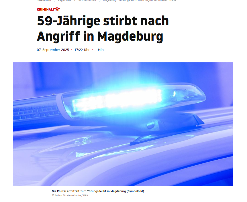 Heute musste eine Frau in Magdeburg Ihr Leben lassen - Wieder sind die Täter - die die Frau abgestochen haben - zwei Syrer gewesen. Wie viele Menschen müssen noch sterben? 𝗪𝗜𝗘 𝗩𝗜𝗘𝗟𝗘 ???