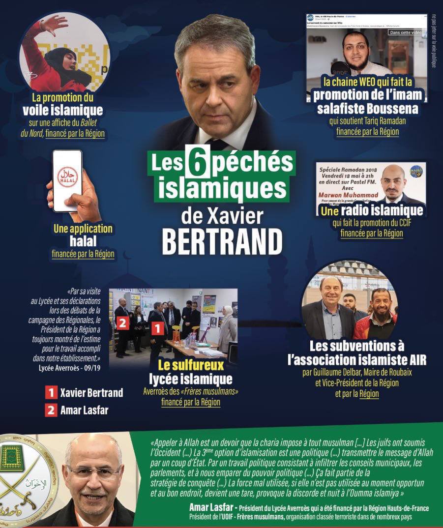 Damien Rieu (@damienrieu) on Twitter photo Si <a href="/xavierbertrand/">Xavier Bertrand</a> devient 1er ministre, les Frères musulmans vont sabrer le champagne (sans alcool) ! Si <a href="/xavierbertrand/">Xavier Bertrand</a> devient 1er ministre, les Frères musulmans vont sabrer le champagne (sans alcool) !