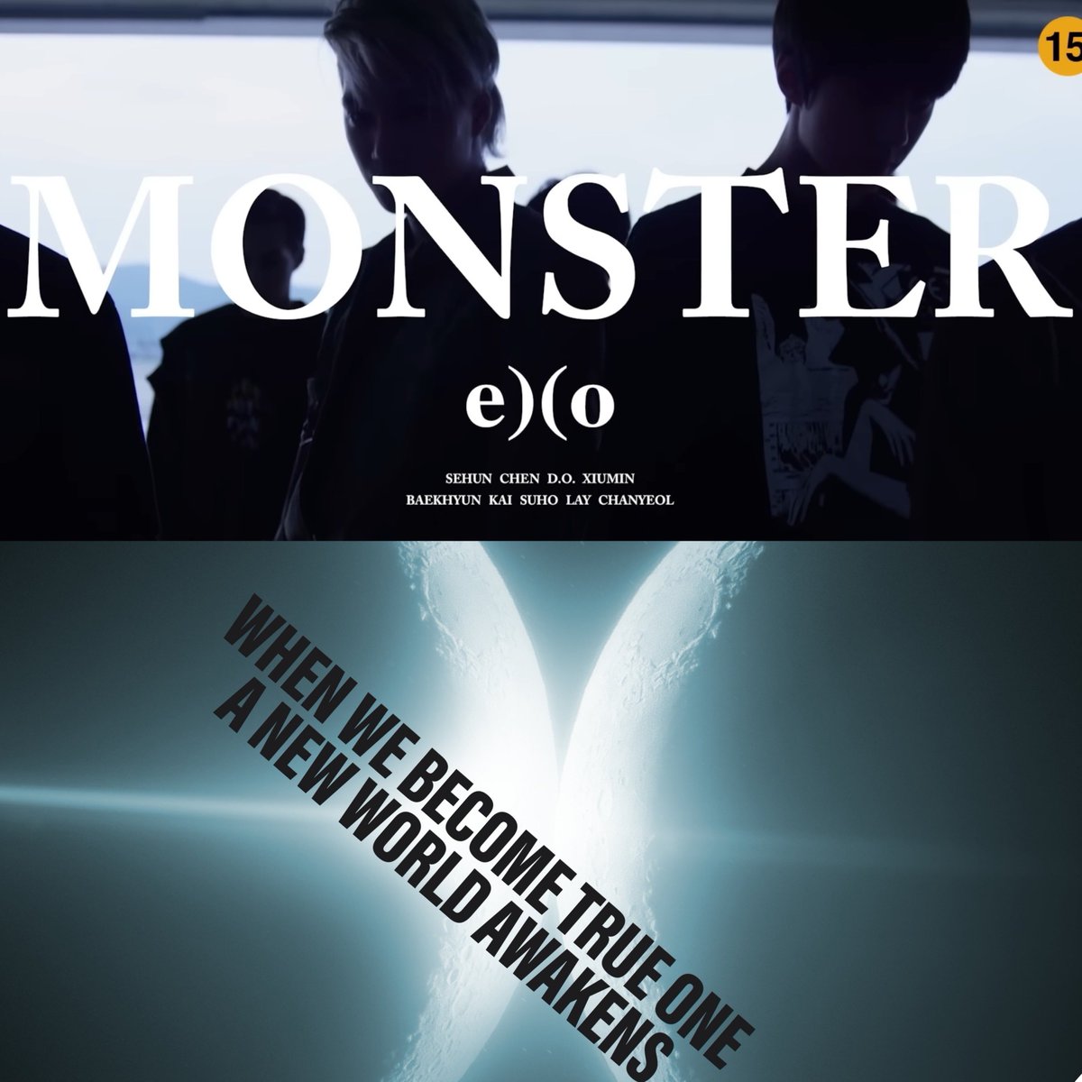 kokokbop's tweet image. perhaps it’s a coincidence, but the e)(o in &amp;lt;monster&amp;gt; reminded me of EXO’s new teaser 🥹🥹🥹