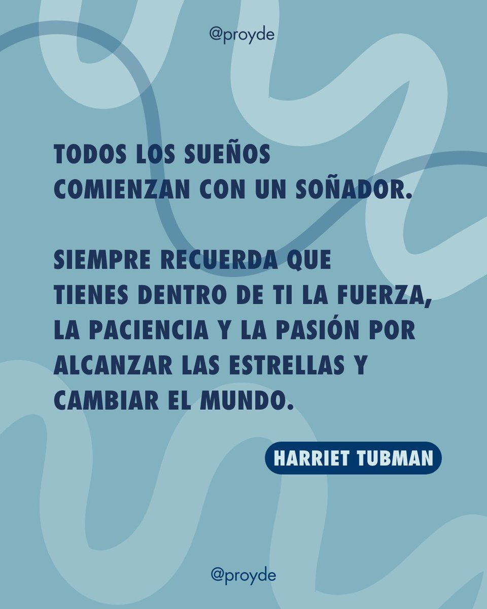PROYDEMADRID's tweet photo. ⭐✨ “Todos los sueños comienzan con un soñador... tienes dentro de ti la fuerza, la paciencia y la pasión por alcanzar las estrellas y cambiar el mundo”. — Harriet Tubman
#PROYDE #Inspiración #JusticiaSocial https://t.co/BMnDHiuZLi