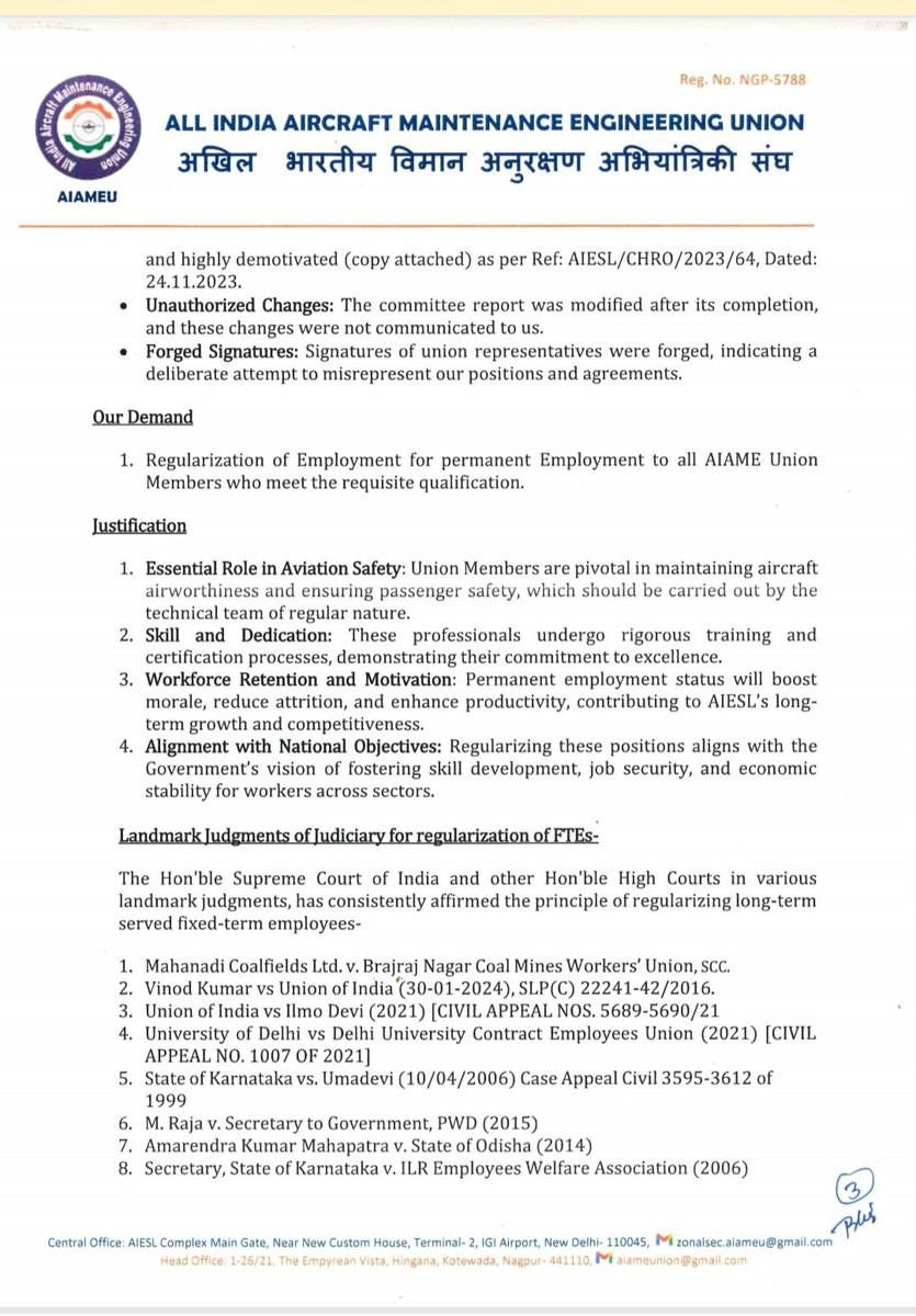 MAG4AME's tweet photo. @RamMNK @MoCA_GoI 
When a government institution fails to honor a written agreement, it's not just the credibility of that institution at risk, but also that of its ministry and the entire government.
Plz find the reason that @aiameunion is being forced to go on strike again? https://t.co/mA72BfD2jM