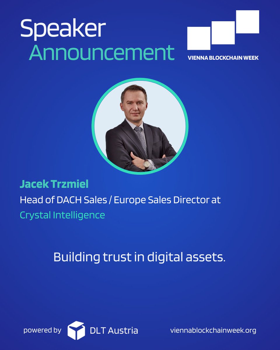 🔥 Speaker Announcement – Vienna Blockchain Week 2025 🚀

We are proud to welcome Jacek Trzmiel, AML Compliance &amp; RegTech Expert and Head of DACH &amp; Central Europe Sales / Europe Sales Director at @CrystalIntelligence, to the stage at Vienna Blockchain Week 2025!

With over 16