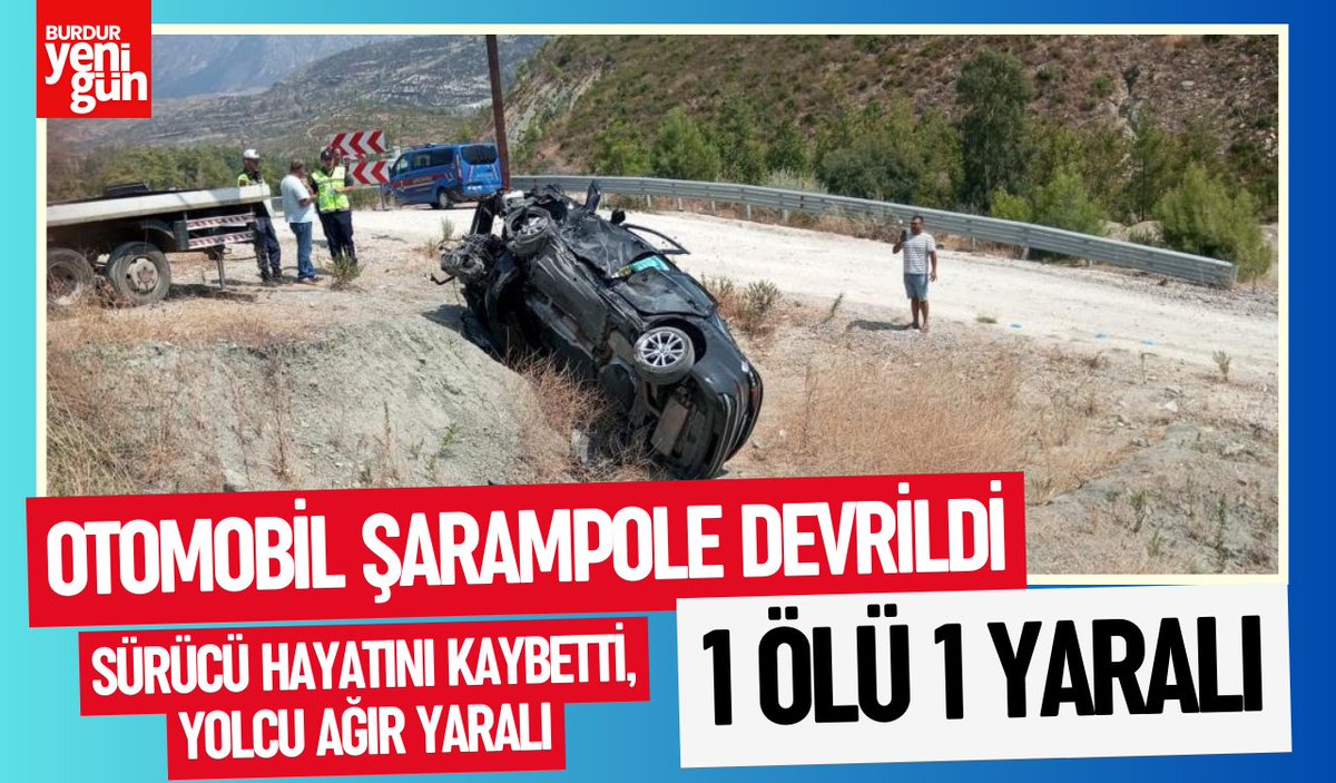 Otomobil Şarampole Devrildi, 1 Ölü 1 Yaralı burduryenigun.com/otomobil-saram…