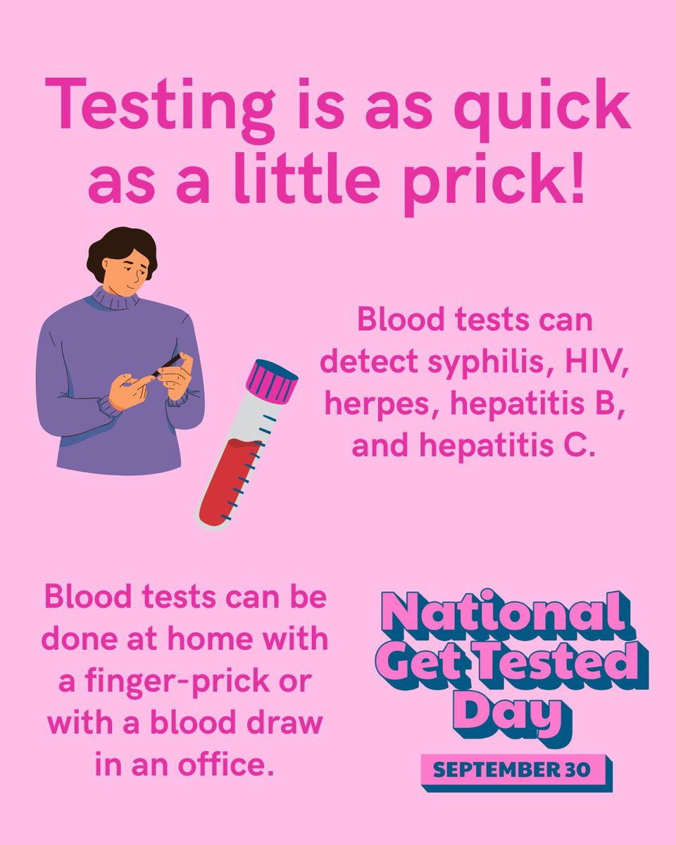 It's not a trick! You can be tested for STIs with a prick 🩸 ☝️ buff.ly/t05wblz #NGTD25 #NationalGetTestedDay #NGTD #STIprevention #STItest #TalkTestTreat #SaferSex #ASHA #STItesting #STIawareness #GetTested