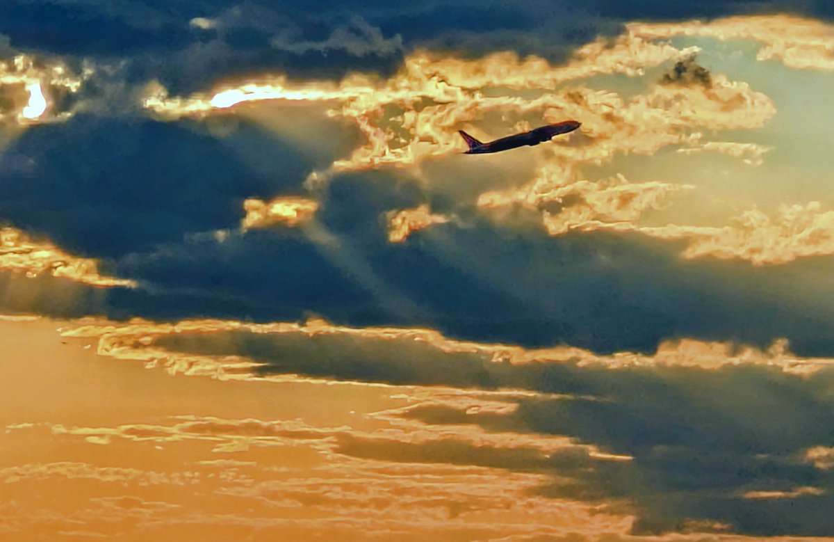 Evening departure from Newark Airport, New Jersey.