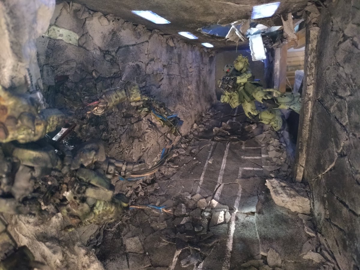 zer0　孤島に佇むザク　ジオラマ　開始分 異世界ジオラマ ザクと兵士 未知との邂逅｜hachi's Modeling