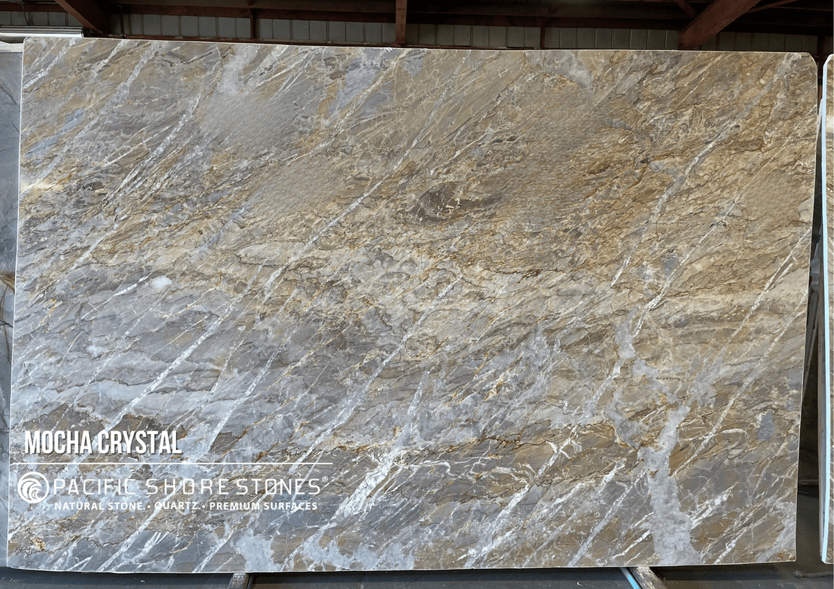 PacShore's tweet photo. Meet Mocha Crystal, where stunning veining and rich mocha tones come together to create a masterpiece. Elevate your space with its timeless beauty and captivating charm of this beautiful stone.

#MochaCrystal #PacificShoreStones #NaturalStone #InteriorDesign https://t.co/UPQjdhS6dJ