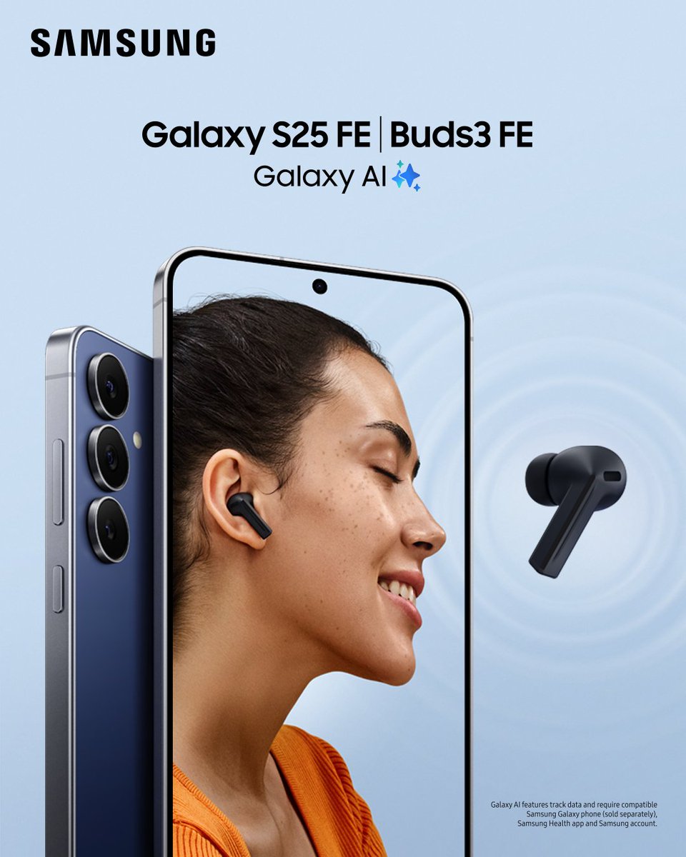 Curate the world around you with #GalaxyBuds3 FE 🎧. Whether you're on a call or listening to your favorite audiobook, Galaxy Buds3 FE help you home in on your favorite audio with improved, crisp and powerful speakers. The perfect companion to elevate your everyday listening