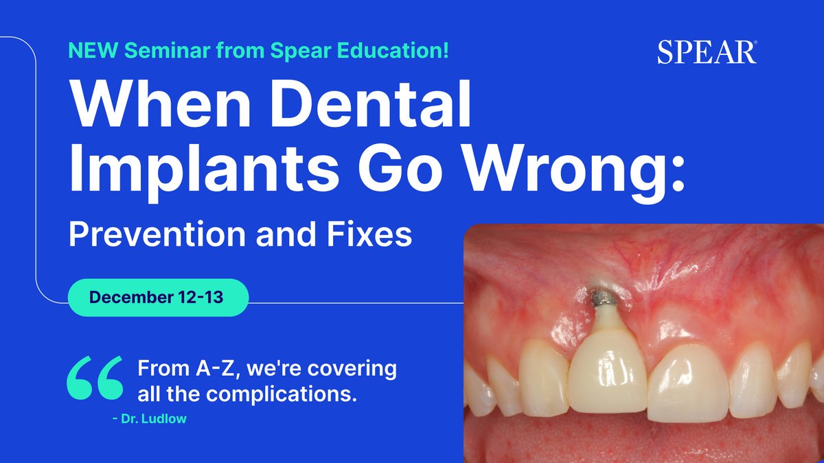 🚨 NEW Seminar Alert! 
📅 December 12–13 

Master implant complications with Dr. Boltchi and Dr. Ludlow! 

Register 👉 hubs.li/Q03wyQF-0
