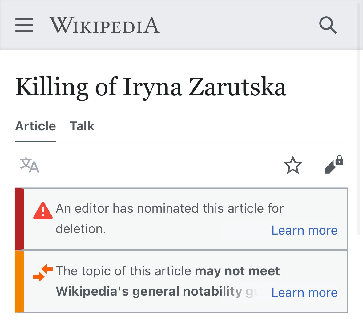 BREAKING - Wikipedia is attempting to remove the entry for Iryna Zarutska, the young Ukrainian woman slain in Charlotte, North Carolina.