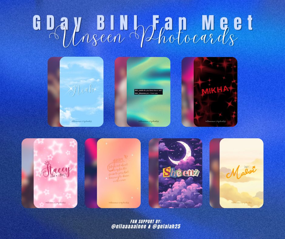 gelaiah25's tweet photo. ˖°❀ 𝗚𝗗𝗮𝘆 𝗕𝗜𝗡𝗜 𝗙𝗮𝗻 𝗠𝗲𝗲𝘁 ❀˖°
FAN SUPPORT by @ellaaaaainee &amp; @gelaiah25

𝗨𝗡𝗦𝗘𝗘𝗡 𝗣𝗛𝗢𝗧𝗢𝗖𝗔𝗥𝗗𝗦

𝜗𝜚 mbf us
𝜗𝜚 like &amp; rt
𝜗𝜚 1:1 (random) 
𝜗𝜚 open for donation (see next twt)
𝜗𝜚 open for LIMITED trades (dm @ellaaaaainee)

See you, Blooms! ✿ https://t.co/jPDeqbrx0n