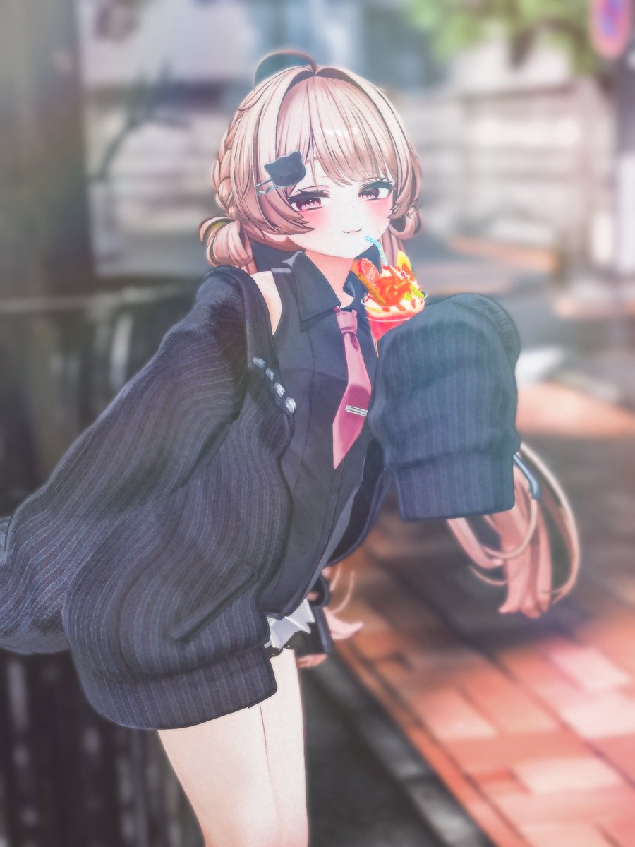 おはよ〜っ！！☀️✨️
きみもひと口いかが？🍦🤍
#VRChat #Milfy3D #MyMe_VR