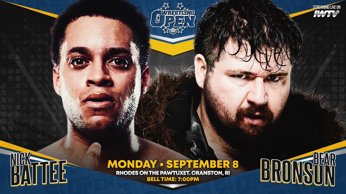 beyondwrestling's tweet image. TOMORROW NIGHT - MONDAY, 9/8/25: @TheBobbyOrlando defends the @WrestlingOpen Title against @bradbay1or at @WrestlingOpenRI!

Lineup &amp;amp; tickets: beyondwrestlingonline.com/rhodes

Plus:
- @bearbronsonBC vs. @nickbattee
- @JermaineMarbury vs. @isThatVsK
- @itzaaron58 vs. @ItsDustinWaller