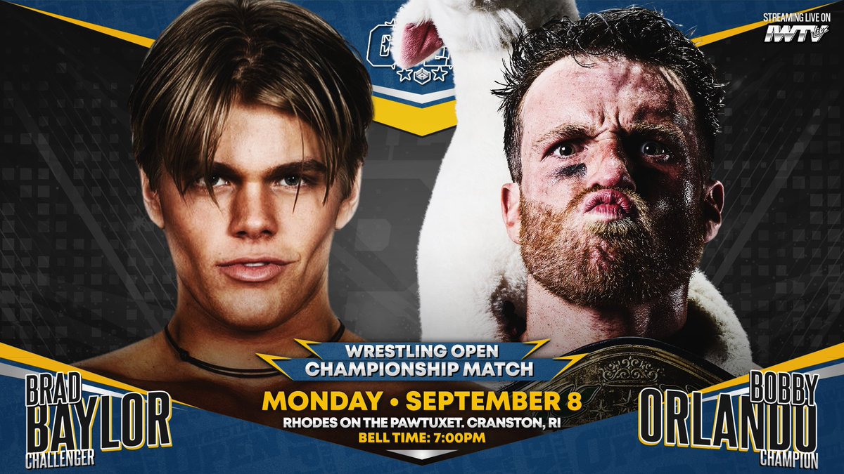 beyondwrestling's tweet image. TOMORROW NIGHT - MONDAY, 9/8/25: @TheBobbyOrlando defends the @WrestlingOpen Title against @bradbay1or at @WrestlingOpenRI!

Lineup &amp;amp; tickets: beyondwrestlingonline.com/rhodes

Plus:
- @bearbronsonBC vs. @nickbattee
- @JermaineMarbury vs. @isThatVsK
- @itzaaron58 vs. @ItsDustinWaller