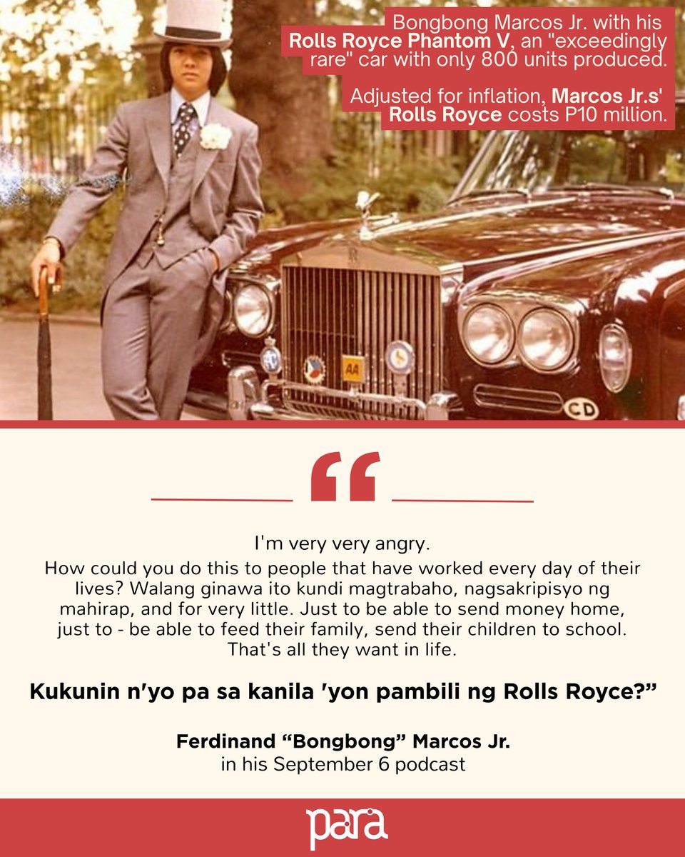 parasacommuters's tweet photo. ANG MAGNANAKAW NA MAY ROLLS ROYCE, GALIT SA KAPUWA MAGNANAKAW NA MAY ROLLS ROYCE

Mga komyuter, makibaka kontra korupsyon!
Panagutin at singilin si Marcos Jr. at lahat ng tiwali at kurakot!

#StopKorap
#KurakotManagot
#MarcosSingilin https://t.co/Sfi31BwIX7
