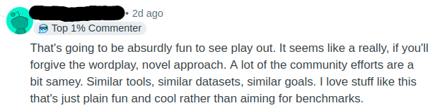 I feel like it is such an achievement that people are starting to appreciate what we are doing here, considering how many times I was told to just simply build a ChatGPT wrapper instead of our own models...