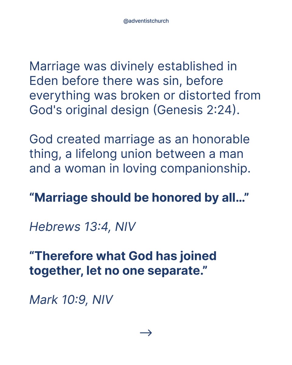 adventistchurch's tweet photo. Marriage comes straight from God. That means He’s the one who defines it. And the best way to experience it is to live it His way. Comment GOD’S WAY if you believe marriage works best when we follow His design. https://t.co/MkxXvTII2W