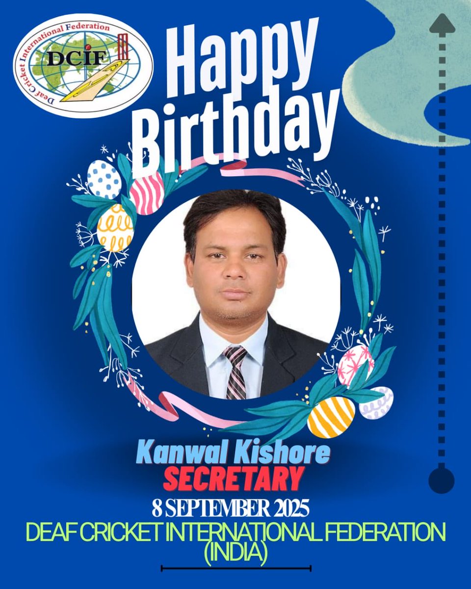 "Happy Birthday Mr. Kanwal Kishore! Wishing you a wonderful day filled with joy, love, and celebration. May your special day be as inspiring as your work with the DCIF. Looking forward to seeing the impactful plans for hosting the World Deaf Cricket event! 🌎🏏️"