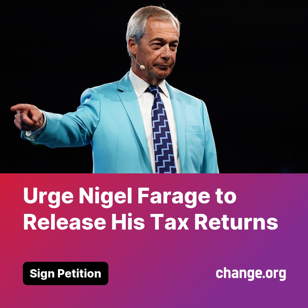 He wants to be PM without the scrutiny. Join others demanding Farage release his tax returns👇. 

change.org/p/urge-nigel-f…