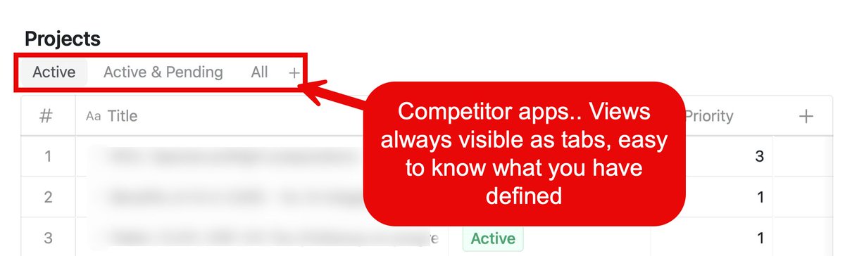 TfTHacker's tweet photo. One suggestion for Bases, @kepano it would be useful to see multiple views in tabs to quickly move between them (as opposed to opening the dropdown).

These images contrast the Obsidian way with the tab-based approach to view navigation from other apps.

If you agree, retweet 😊 https://t.co/JU5Ibj9J75