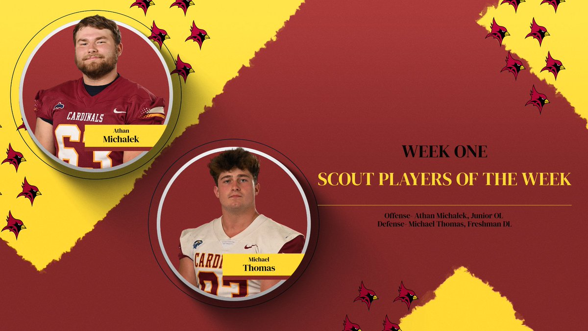 Your Cardinal Players of the Week 1:

Athan Michalek
Michael Thomas

#RollCards