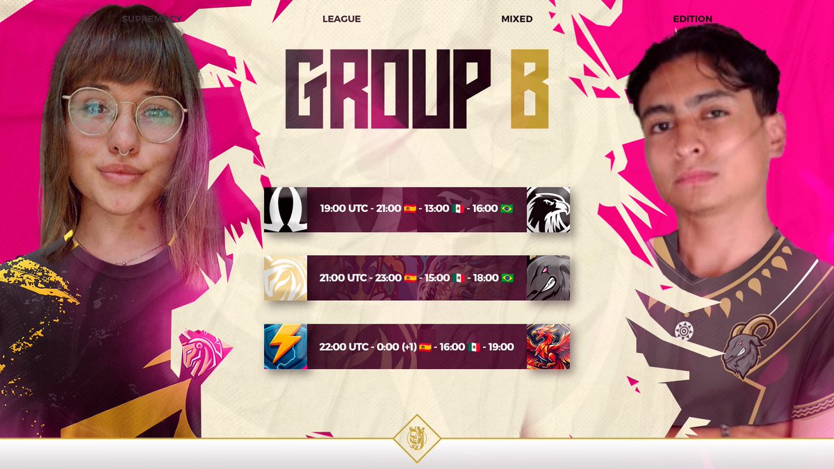 🔴 𝐌𝐀𝐓𝐂𝐇𝐃𝐀𝐘 - 𝐑𝐎𝐔𝐍𝐃 𝟐 - 𝐆𝐑𝐎𝐔𝐏 𝐒𝐓𝐀𝐆𝐄 ⚔️
🚺 𝐒𝐮𝐩𝐫𝐞𝐦𝐚𝐜𝐲 𝐌𝐢𝐱𝐞𝐝 𝐄𝐝𝐢𝐭𝐢𝐨𝐧 🚹

Tuvimos algunos imprevistos, pero ya estamos de regreso con el Grupo B 🔥🏟️

⚠️ Hoy se hace presente la primera F.W. de la competencia…
Pero aún nos quedan 3 duelos