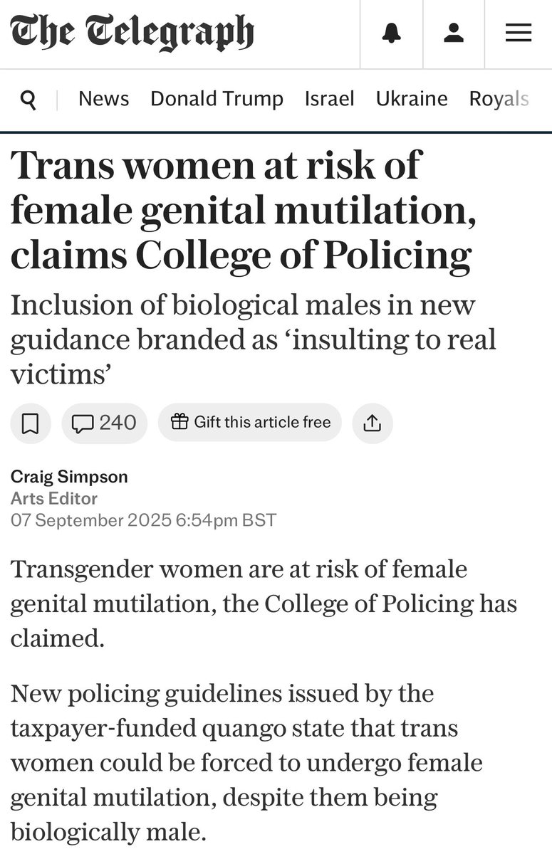 The College of Policing is now claiming that men are at risk of Female Genital Mutilation (FGM).

Yet another reason to abolish this absurd activist quango.