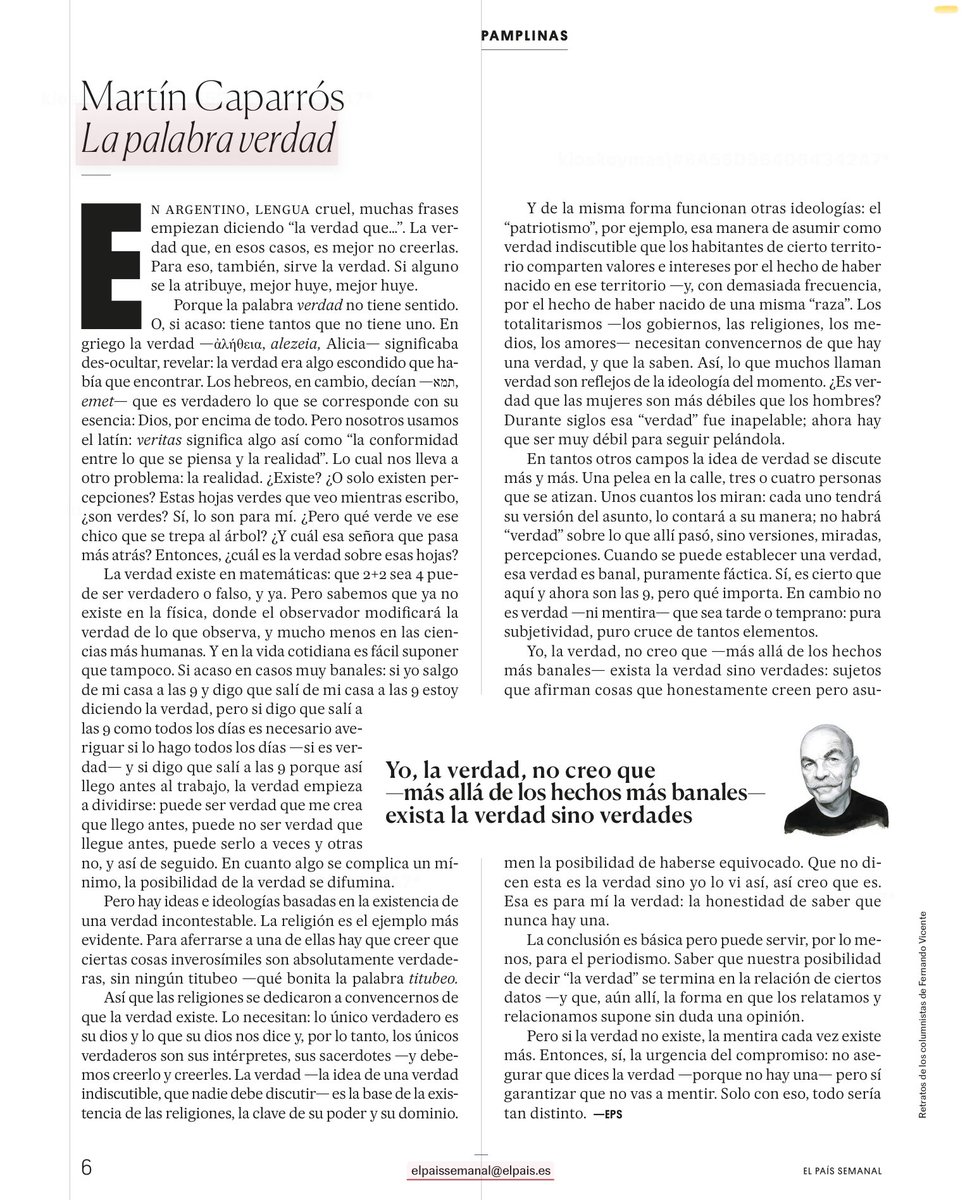 Rodrigo Moreno (@rodrigomorenogu) on Twitter photo La verdad que recomendaría este textito sobre la verdad (problemón filosófico, religioso, disciplinario, periodístico) a cualquiera que empezara a estudiar la carrera de Historia.
Además aquí se ve que <a href="/martin_caparros/">Martín Caparrós</a> , la verdad, sigue pensando como historiador. La verdad que recomendaría este textito sobre la verdad (problemón filosófico, religioso, disciplinario, periodístico) a cualquiera que empezara a estudiar la carrera de Historia.
Además aquí se ve que <a href="/martin_caparros/">Martín Caparrós</a> , la verdad, sigue pensando como historiador.