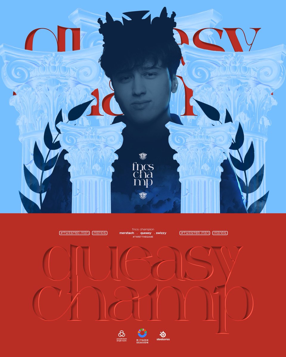 TwisMinds's tweet image. Queasy, the mastermind. 
WORLD CHAMPIONS OF FORTNITE 🏆

كويـــزي يصنــــع التاريـــخ 🔥
تويســتد أبطــــال العـــالـم لفورتنـــايــت 🧠

#TwistTheGame | #FNCS