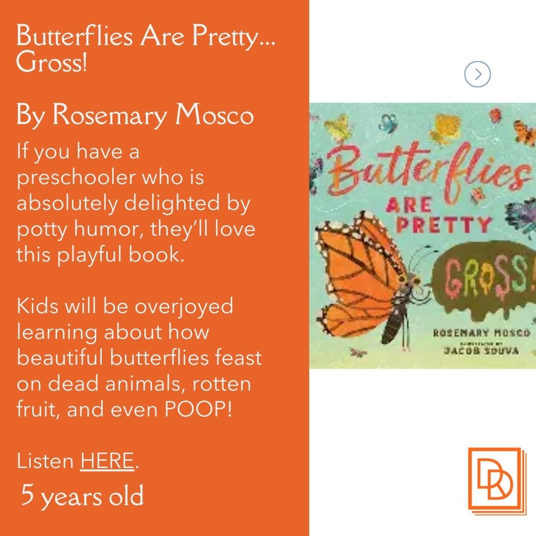 DDReading's tweet image. Prescription for Reading #3 for September 2025! Ages 3-5 years.
Butterfly Butterfly: ow.ly/yOwc50WSKuL
Butterflies are Pretty Gross: ow.ly/qiis50WSKuN
Learn more at ow.ly/KNbO50WSKuO.
#booksforkids #books #parenting #kids