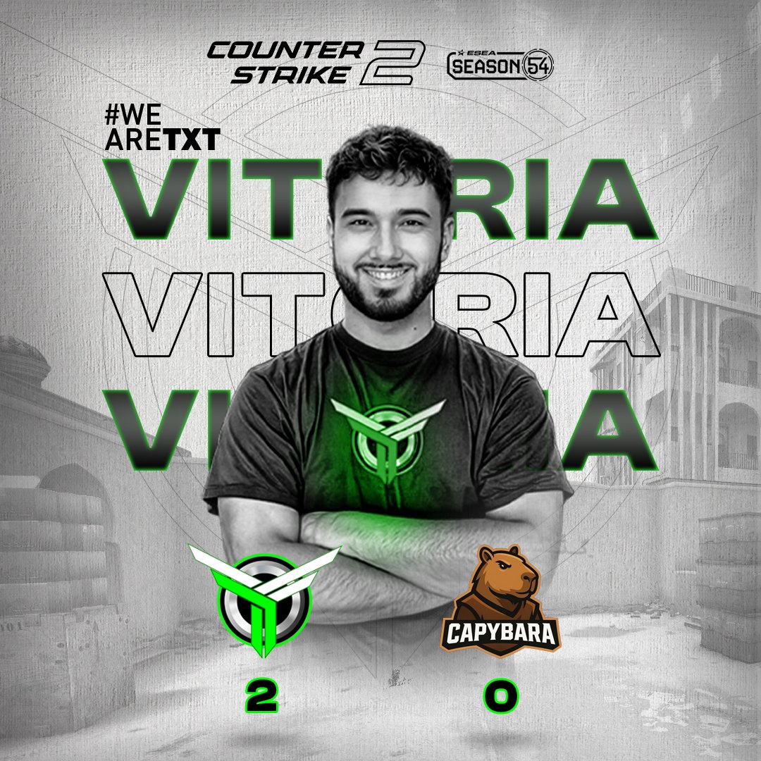 ESEA Entry - PLAYOFFS A    
📸Vitória: 2-0 vs Capybara Esport🇵🇱

Jogo em que o resultado tanto no Mirage como no Inferno foram muitos apertados mas conseguimos superiorzarmo-nos e continuamos vivos nos playoffs!
#ESEA #CS2 #TxTGaming #RoadToVictory