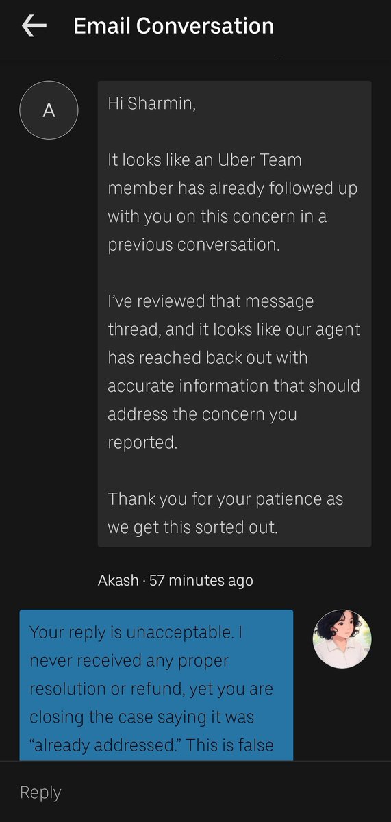 SuchiSSharmin's tweet photo. @Uber @Uber_Support You said the issue is resolved ✅… but I still haven’t received my refund 💸. Stop the template replies, @Uber_Support! Refund me NOW with transaction details!” #UberSupport #Refund #CustomerRights #RefundScam #UberFail 😤
#StopCheating 

@Uber @Uber_Support https://t.co/RVFLESoJyS