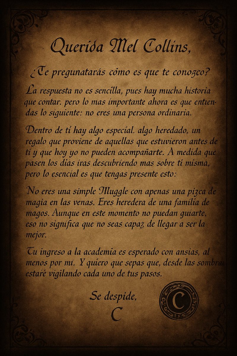 Melayrah's tweet photo. Ayer me llegó esta carta, ¿Alguien tiene idea de quién es C? creo que tiene que darme explicaciones #AcademiaArcana3 #A3A https://t.co/dM2TgSUtMS