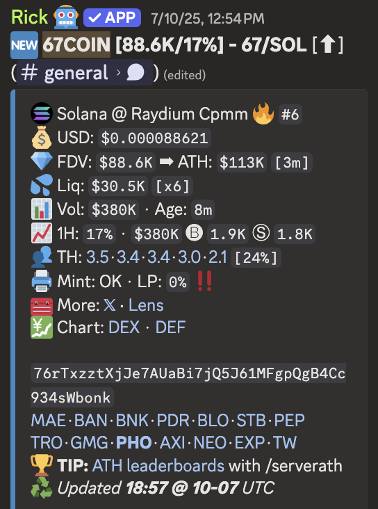 they dont know <a href="/ComeUpDiscord/">Come Up</a> has a few %

#67COIN 

reminder: 80k scan 😋