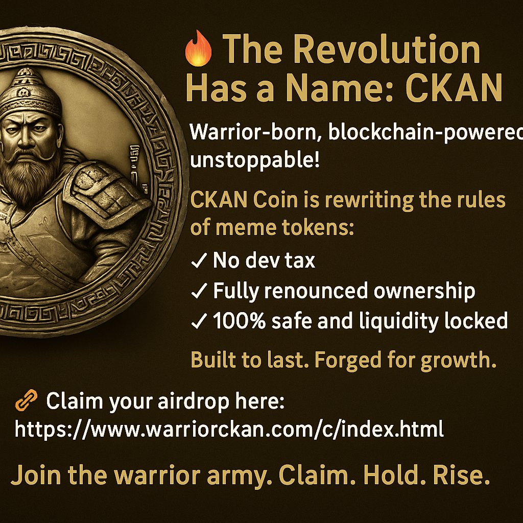 CkanCoin's tweet photo. 🔥 CKAN IS MORE THAN A MEME — IT’S A MOVEMENT.

Driven by the community, built on transparency, and powered by real utility.

✅ Contract Verified
✅ Ownership Renounced
✅ Liquidity Locked
✅ Proof Published
🌐 https://t.co/xaqGPE0oaP

AIRDROP:

🎁 https://t.co/6Ut1tOH1KM https://t.co/Thwv3vWkFy