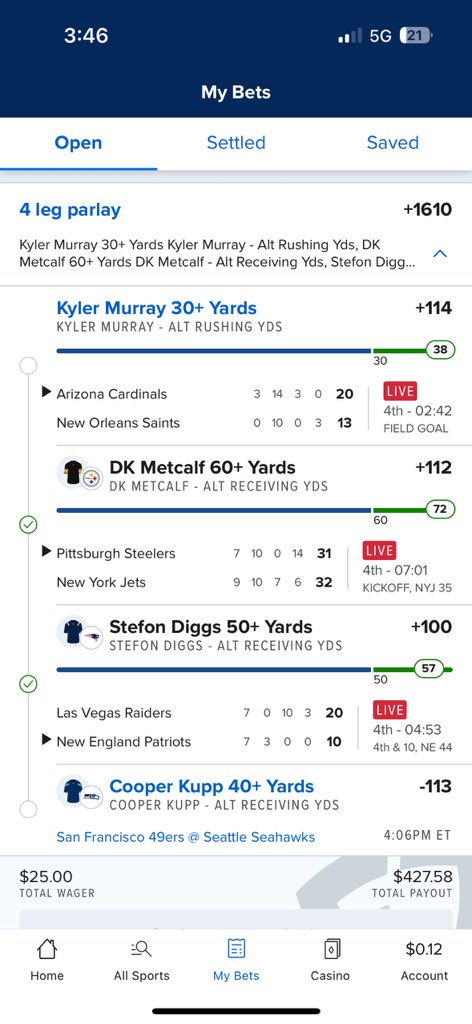 aTypicalYinzer's tweet photo. @CodyBrownBets Somehow I accidentally put this bet in twice with DK added 😂 https://t.co/R0tWDF3QeH