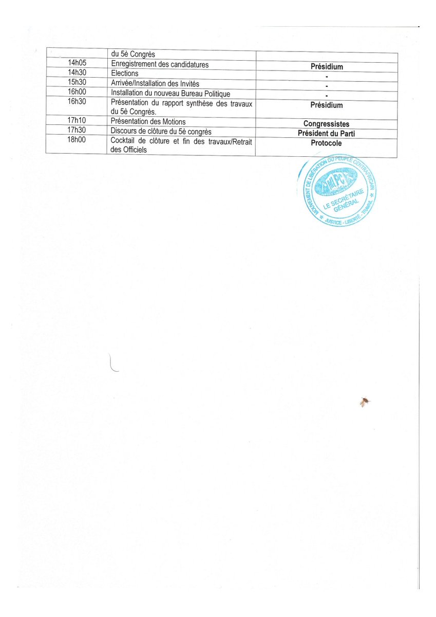 ziguele1's tweet photo. Programme du 5eme congrès ordinaire du #MLPC les 9 et 10 septembre 2025 au Centre jean 23 à Bangui https://t.co/A5Bl47q3w4