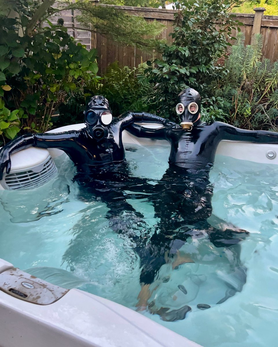 Enjoying some hot tub time with <a href="/PupBooster/">Booster!</a>. Who wants to take a dip with us?