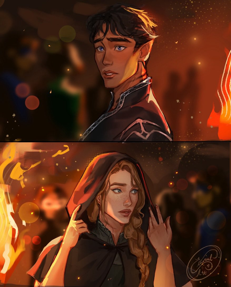 feysandmonth's tweet image. “I started speaking without knowing what I was saying, only that you were there, and I was touching you, and… ” He loosed a shuddering breath.”

by etherealart008