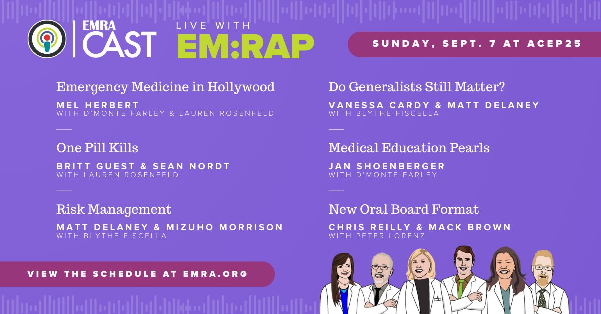 emresidents's tweet image. 🎙️ 1 hour until EMRA*Cast goes LIVE with @emrap_tweets! Join us at 3 PM MT in Marriott-City Creek for an unforgettable on-stage podcast recording. Free swag and top EM voices await!

#EMRACast #EMRAP #ACEP25 #EmergencyMedicine