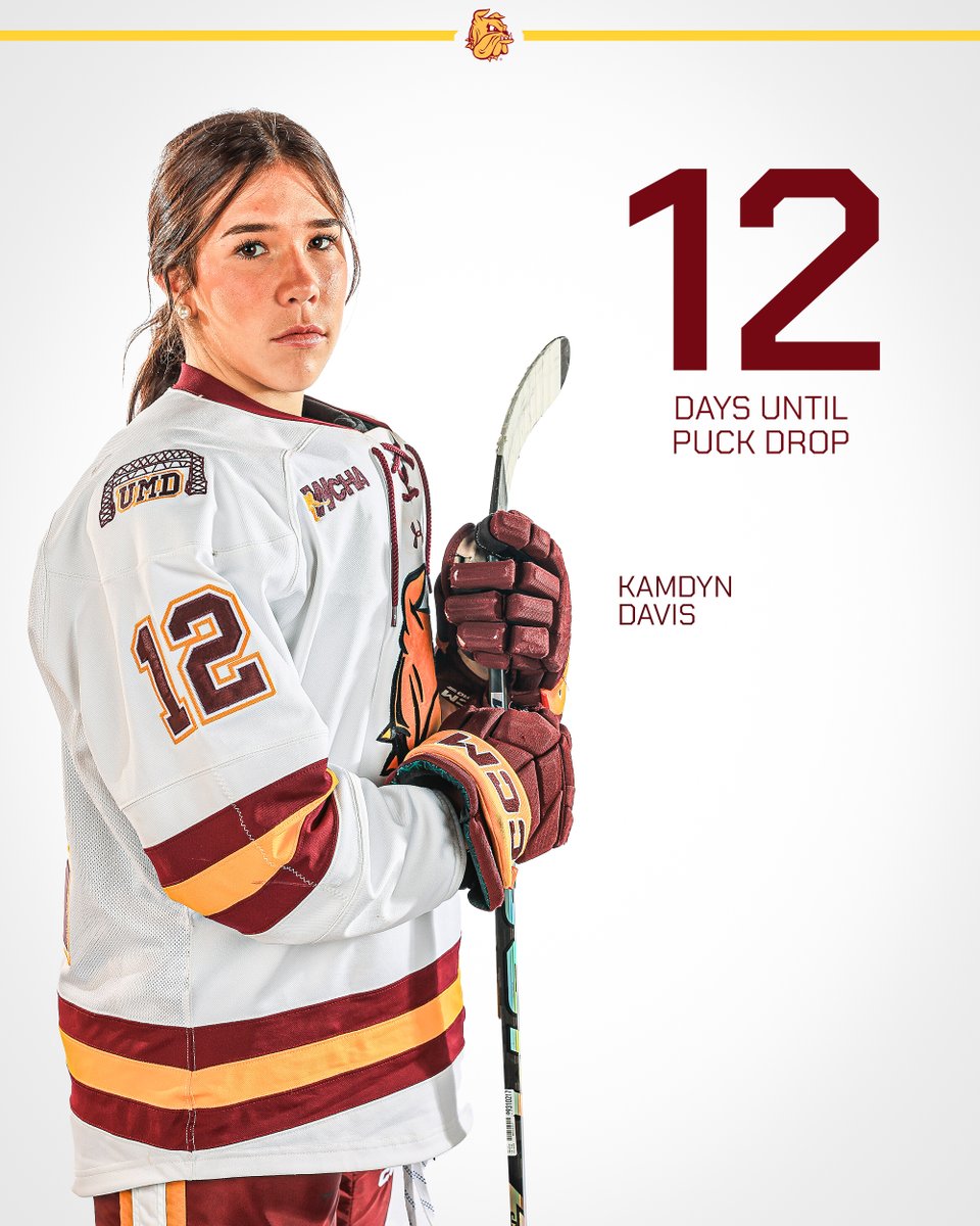 Sophomore Kamdyn Davis from Beloit, Wis. returns in No. 12 for the Bulldogs after a two goal, two assist season as a freshman. 

12 days left without UMD hockey!