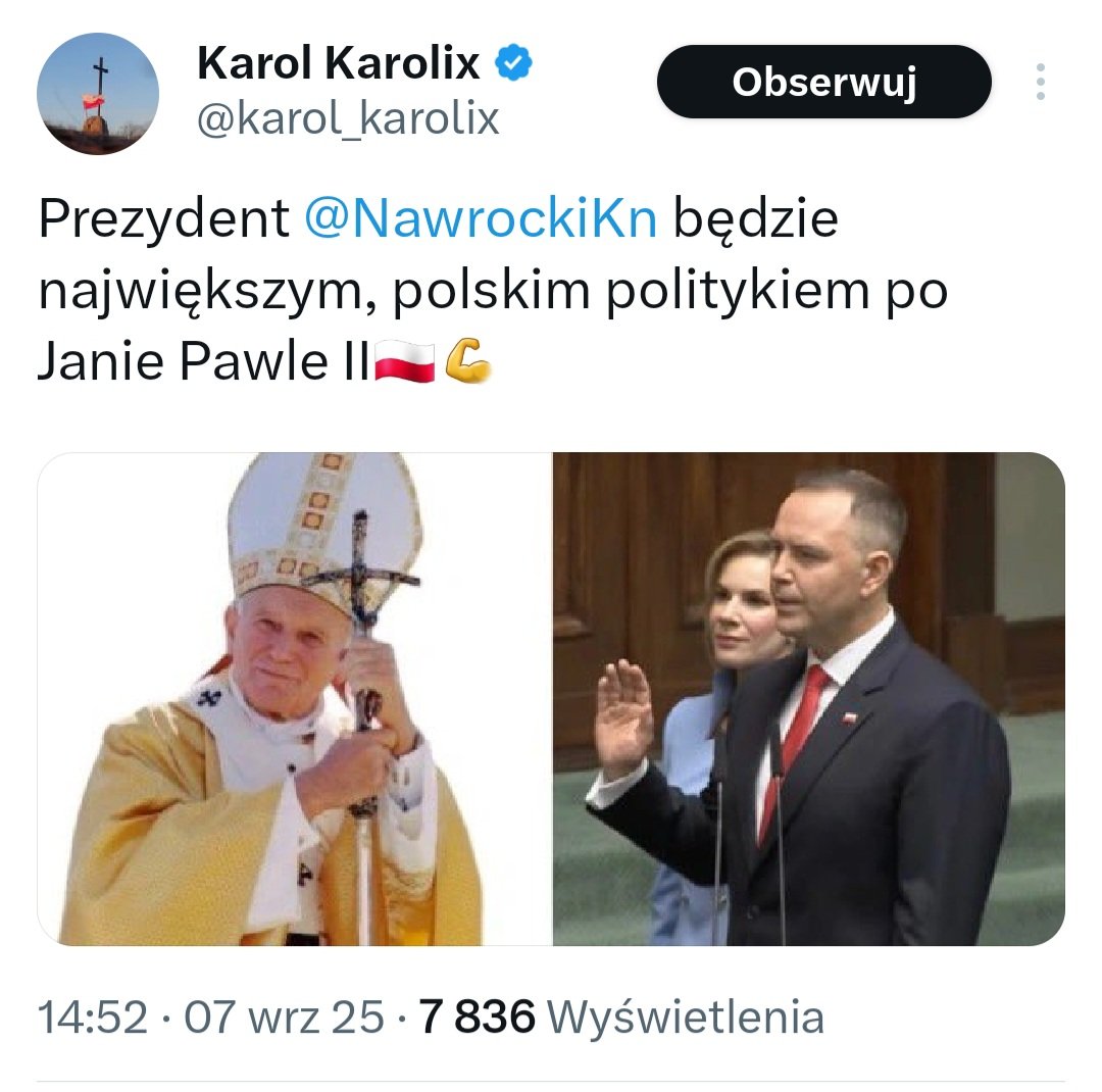 Pisowski fanboj twierdzi, że największym polskim POLITYKIEM  był Jan Paweł II. Można się zDZIWISZ;)