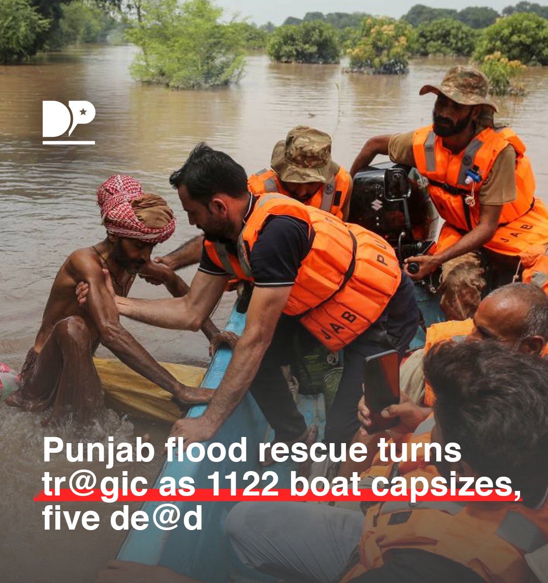FearlessWolfess's tweet photo. Punjab’s flood crisis deepened when a Rescue 1122 evacuation mission ended in tragedy after a boat capsized in the raging River Chenab, leaving five people dead, including four children and an elderly woman. 💔
https://t.co/85e4dGEmPO
#PunjabFlood #RescueTurnsBoat #Capsizes https://t.co/V5d92dG8YR