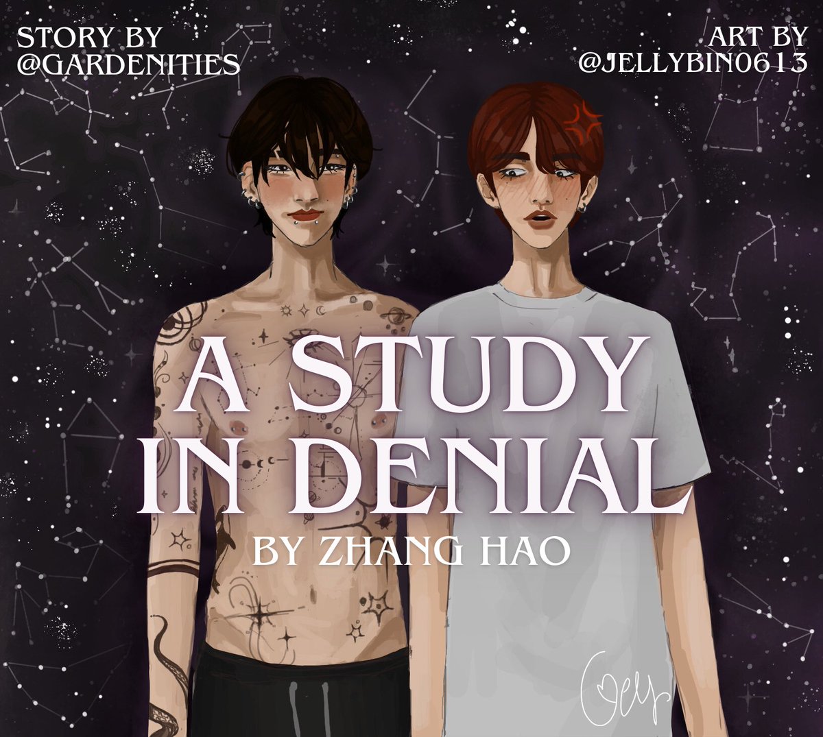 a study in denial by zhang hao 

✧ bnb
✧ 9k words, oneshot 
✧ fluff, humor 
✧ college au, roommates to lovers, mutual pining, copious amounts of yearning 

for <a href="/zerose_minibang/">Zerose Minibang 2.0</a> &amp; gorgeous art by the talented <a href="/jellybin0613/">jelly 🌸| seeing zb1 in sg!</a> ◡̈

🔗: archiveofourown.org/works/70485061