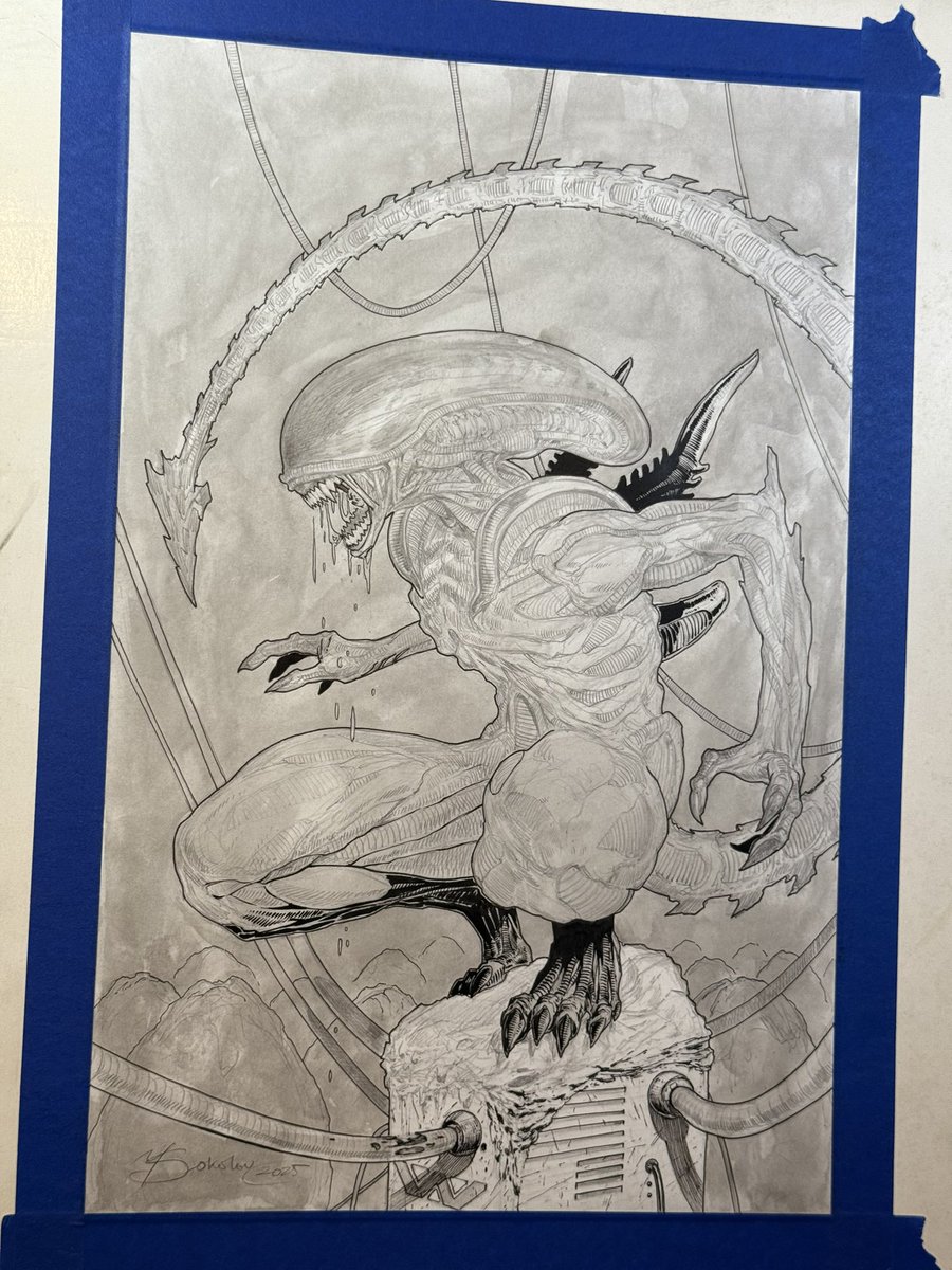 YVSokolovArt's tweet image. #inking in progress of the #xenomorph I sketched yesterday. 
11x17